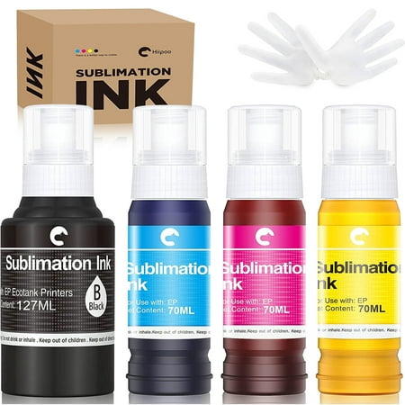 Hiipoo Sublimation Ink Fit for Epson EcoTank Supertank Inkjet Printer ET-2400 ET-2720 ET-2760 ET-2800 ET-2803 ET-2830 ET-2850 ET-3760 ET-4800 ET-7720 ET-15000 /Upgrade Version/Free ICC Printing