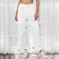 thumbnail image 5 of FUNUONY High Waisted Cargo Pants for Women Baggy Y2K Straight Wide Leg Pants with Pockets Streetwear Womens Cargo Sweatpants Baggy Fleece High Waisted Joggers Pants Athletic Pants White Xxl, 5 of 8