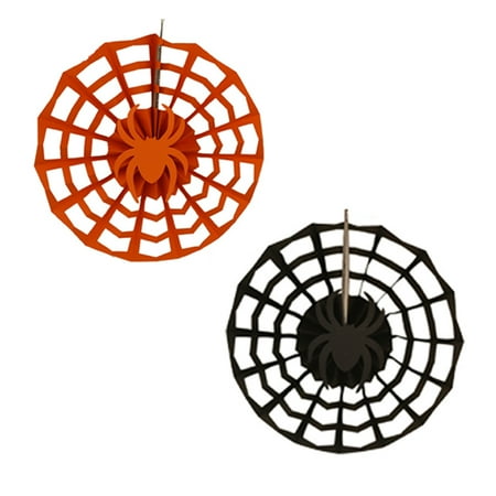 

TOYMYTOY 2PCS Creative Halloween Hanging Pendant Cute Spider and Spider Web Paper Pendant Hanging Ornament Black and Orange