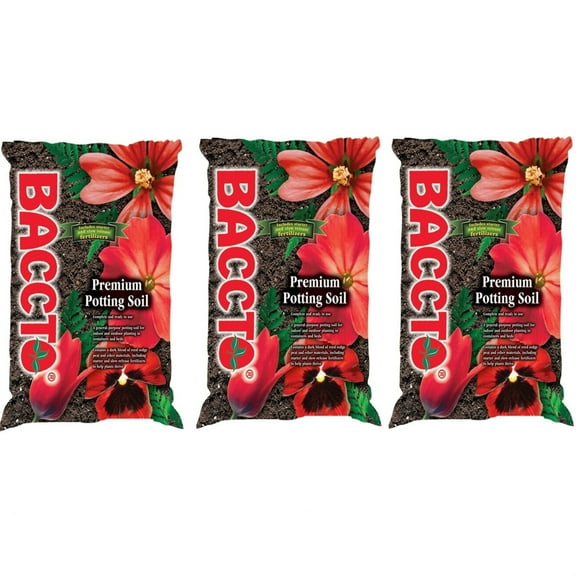 Michigan Peat 1225 Baccto Premium Potting Soil, 25-Pound Three Pack