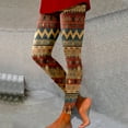 thumbnail image 2 of Fiaer Women Leggings Ethnic Geometric High Waist Stretchy Workout Pants Comfy Plus Size Color Blocking Trendy Yoga Trousers Coffee XXL, 2 of 5