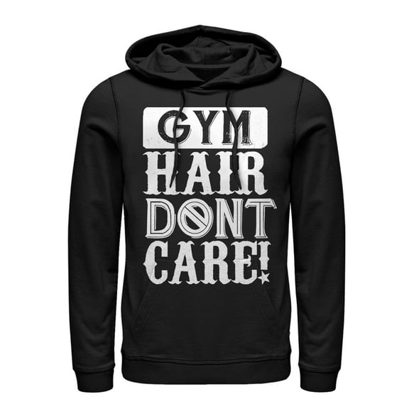 Women's CHIN UP Gym Hair Don't Care Pull Over Hoodie Black Small