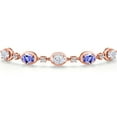 thumbnail image 3 of Gem Stone King 18K Rose Gold Plated Silver Moissanite and Blue Tanzanite Bracelet for Women | 4.20 Cttw | Gemstone Birthstone | Oval 7X5MM | Fully Adjustable 9 inch, 3 of 6