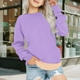 thumbnail image 4 of KAUOD Teen Girls Fleece Lined Sweater Thick Warm Crew Neck Pullover Sweatshirts Tops Kids Plain Long Sleeve Padded Clothes, 4 of 7
