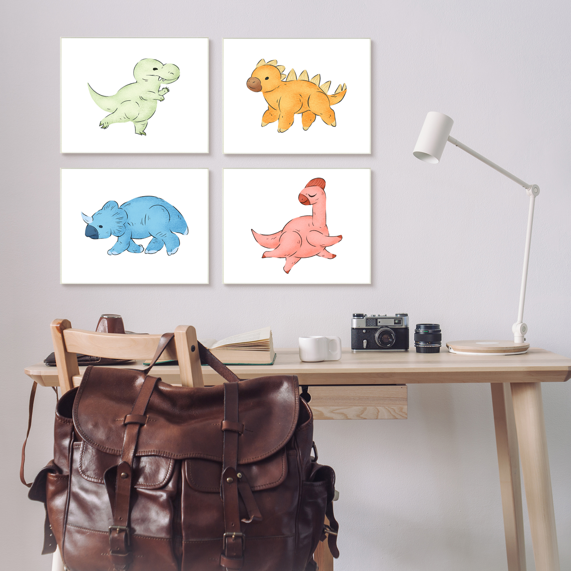 Stupell Indtries Fun Baby Dinosaurs Cute T-Rex Children's Prehistoric Reptiles,19 x 13,Design by Ziwei Li