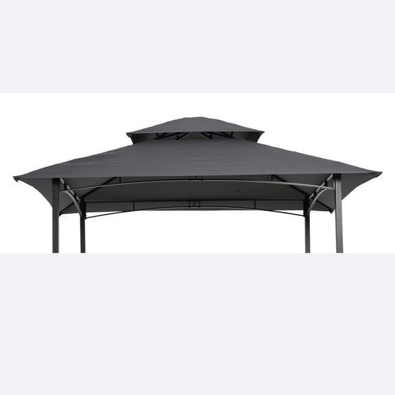 8x5 Ft Grill Gazebo Replacement Canopy Double Tiered BBQ Tent Roof Top Cover