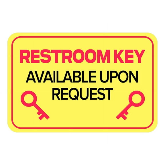 Classic Framed Plus Restroom Key Available Upon Request Door or Wall Sign | Public Bathroom Signagee - Large