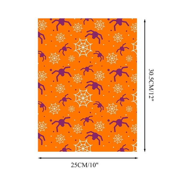 12"x10" Halloween Heat Transfer Vinyl Sheet, Patterned Iron on HTV Vinyl for DIY Clothing, Machine Washable Easy to Weed Festive Craft Vinyl, Pattern D (1-Piece)