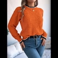 thumbnail image 4 of Suéteres para Mujer con Ribete de Rayas y Hombros Caídos Color Naranja L, 4 of 10