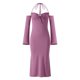 thumbnail image 5 of Vestido Largo Con Tirantes Vestido halter para mujer con manga y hombros descubiertos Traje clubwear (Púrpura S) Cgtredaw Para estrenar, 5 of 9