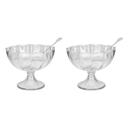 

TINKSKY 2 Sets of Transparent Salad Cups Multi-function Pudding Cups Household Dessert Glasses