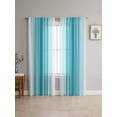 thumbnail image 4 of Sheer Curtains 96 Inches Long 2 Panels, Watercolor Ocean Turquoise Line Rod Pocket Curtain Voile Draperies, Modern Geometrical Stripe Art Light Filtering Window Treatment for Living Room, 4 of 8