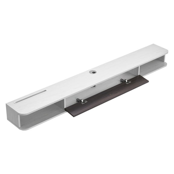 KFFKFF Wall-Mounted TV Stand, 70-inch Entertainment Hub with Wire Management, Contemporary Floating TV Ledge with Storage Unit, Particle Board Media Center for DVD Equipment, Cable Box