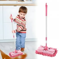BESTSKY Mini Chenille Mop Cute Cartoon Flat Dust Mop Detachable 360 Degree Rotation Extension-type Children Role Play Mop Cleaner Toy for Toddlers