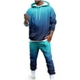 thumbnail image 3 of Men's Hoodies Tracksuit Gradient Color Long Sleeve Sweatshirts Jogger Pant 2 Piece Outfits Fall Jogging Sweatsuits Streetwear, 3 of 5