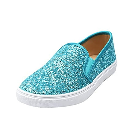 

Feversole Women s Fashion Slip-On Sneaker Casual Flat Loafers Turquoise Size 8.5 M US