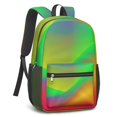 thumbnail image 2 of 17 Inch Lightweight Backpack,PVC Waterproof Oxford Fabric, Ergonomically Designed, with Large Capacity, Aurora Wave Print, 2 of 5