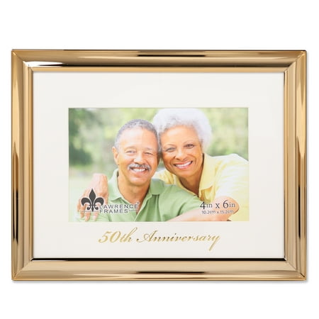 50th Wedding Anniversary Photo Frames - 4x6 Gold Metal Picture Frame - 50th Anniversary