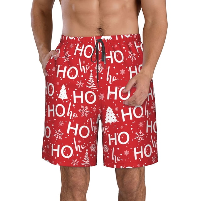 Fotbe Christmas Hohoho Trajes de Baño Estampados para Hombre, Shorts de Verano de Secado Rápido, Ropa de Playa, Bañadores-XX-Large