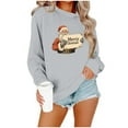 thumbnail image 7 of asdoklhq Christmas Womens Flannel Shirt Women's Round Neck Printed Loose Fitting Long Sleeve Hoodless Sweatshirts Gray S, 7 of 7