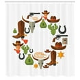 thumbnail image 3 of Rodeo Shower Curtain, Vintage Wild West Theme with Cowboy Horseshoe Print, Fabric Bathroom Set with Hooks, 69W X 84L Inches Extra Long, Cinnamon Lime Green Charcoal Grey, by Ambesonne, 3 of 3