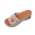 thumbnail image 2 of Bkhluea Women Wedge Slide Sandals Floral Applique Shoes Comfortable For Casual Home Travel Daily Outdoor Activities, 2 of 7