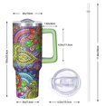 thumbnail image 3 of Tumbler Vintage Bohemian with Handle Lid Straw, Paisley Ethnic Floral Pattern Colorful Stainless Steel Insulated Travel Coffee Mug Cup, Artistic Classic Gift, 3 of 5