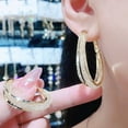 thumbnail image 5 of Pendientes para mujer, regalos para mujer, pendientes ovalados de moda, pendientes de malla metálica, pendientes de malla metálica con media hebilla, anillo dorado, 5 of 5