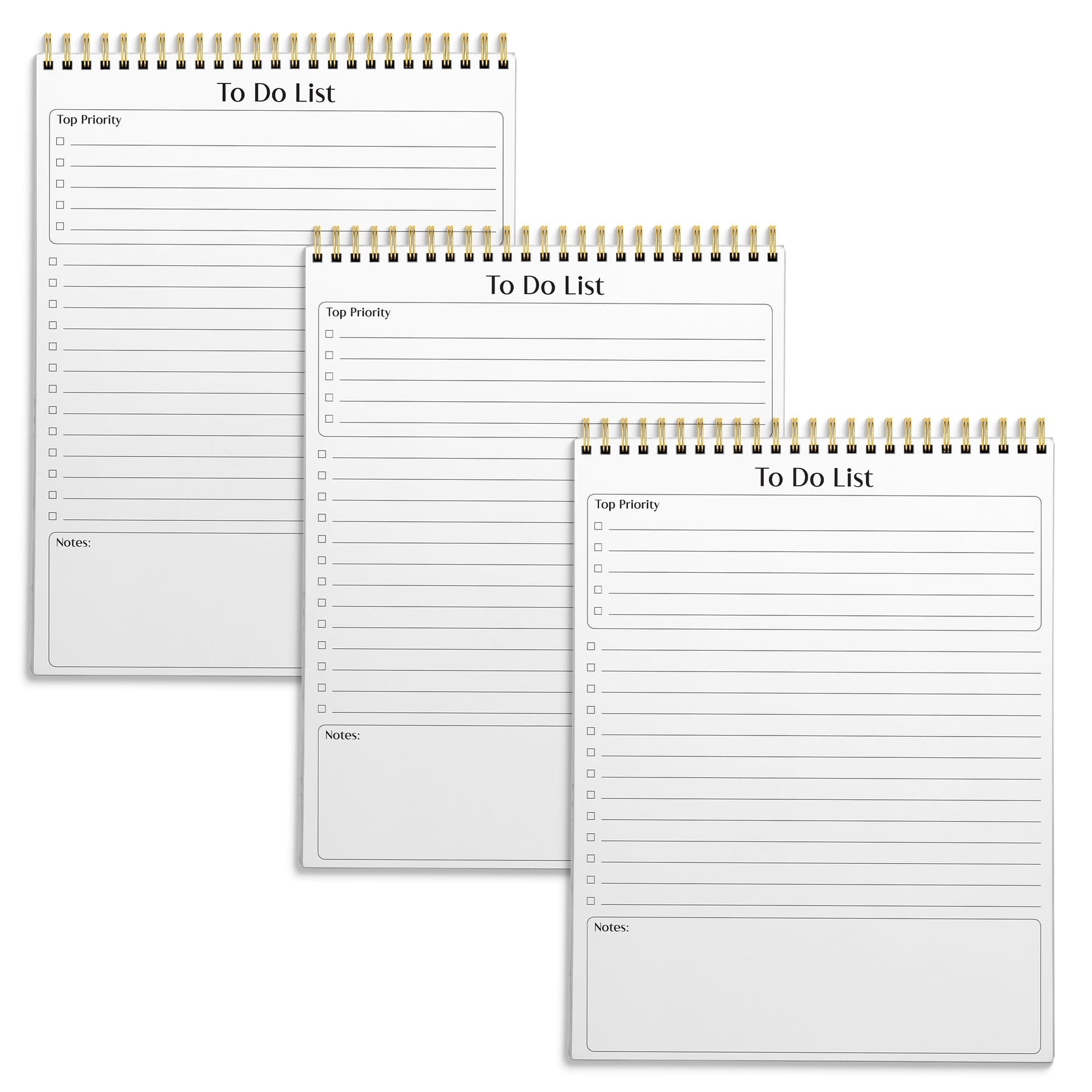 Better Office Products To Do List Notepad 8.5 x 11 Planning Note Pad 50 Sheets Double Wire Spiral Daily Agenda Productivity Checklist Organizer (3 Pack)