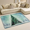 thumbnail image 2 of SKYSONIC Christmas Tree Watercolor Non-Slip Area Rug, Winter Snowy Forest Floor Carpet Comfort Floor Mats Decor for Indoor Front Porch Living Room Bedroom Kitchen, 36"x24", 2 of 5