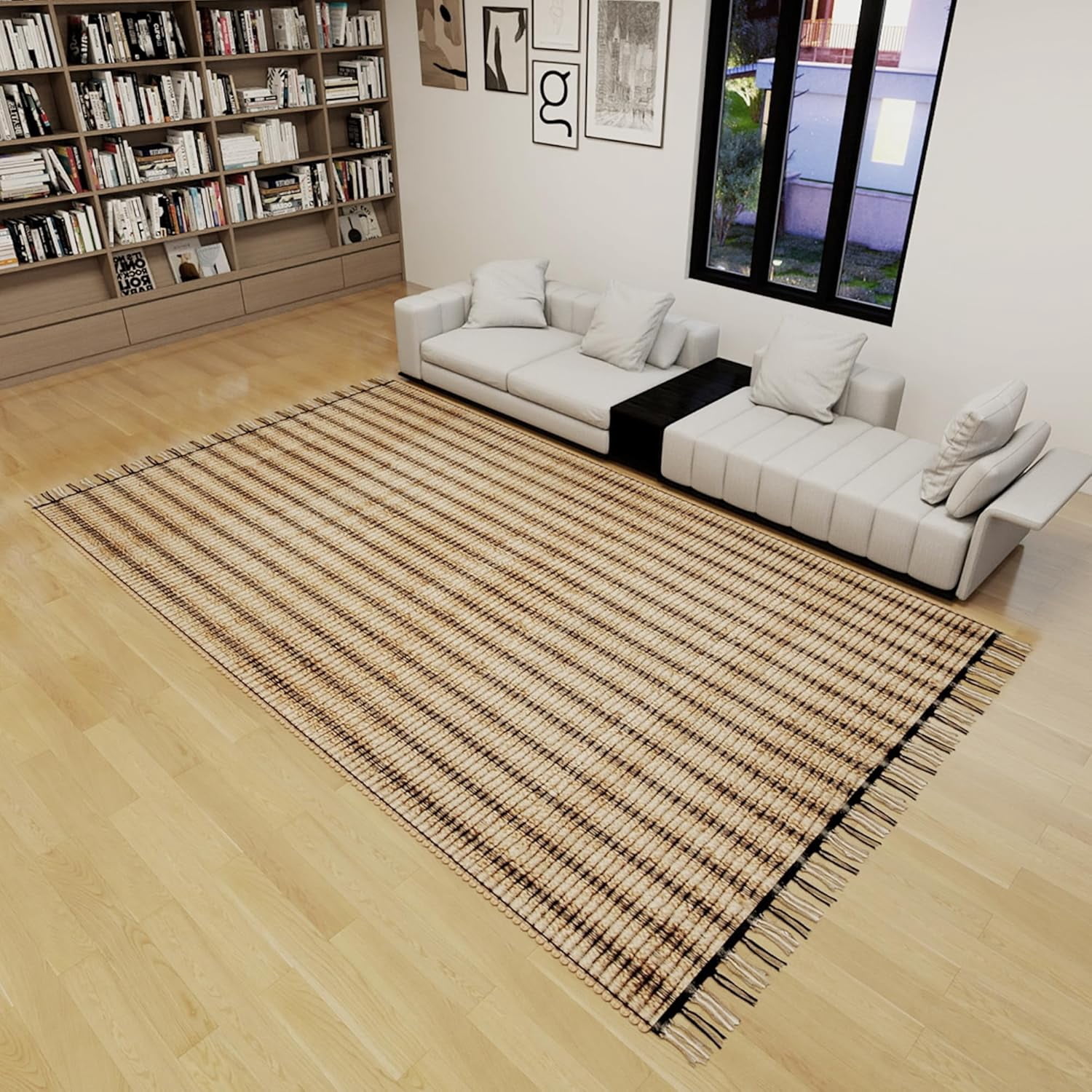 8x10 Ft Jute Natural Area Rug, Hand Woven Rug for Living Rooms, Kitchen, Bedroom & Dinings Home Decor (0.5 inch Thickness)