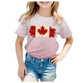 thumbnail image 1 of WEIYLL T-Shirts Filles Manches Courtes Été Coupe Décontractée Basique Imprimé Drapeau Tee Tops pour 4-5 Ans, 1 of 4