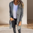 thumbnail image 4 of Women Knitted Cardigan Hooded Long Sleeve Single Breasted Sweater Coat with Pockets Solid Color Mid-length Knitwear, 4 of 8