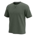 thumbnail image 3 of BVnarty Men's Corduroy Waffle‑Textured Crew Neck Short Sleeve T‑Shirt, Lightweight Summer Sports Tops Army Green S, 3 of 5