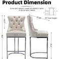 thumbnail image 3 of JESTOP 25" Counter Height Bar Stools Set of 2, Modern Velvet Barstools with Chrome Metal Legs and Tufted Back, Upholstered Island Chairs for Kitchen Island, Pub, Cafe, Beige, 3 of 7