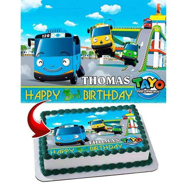 Tayo the Little Bus Edible Cake Image Topper Personalized 