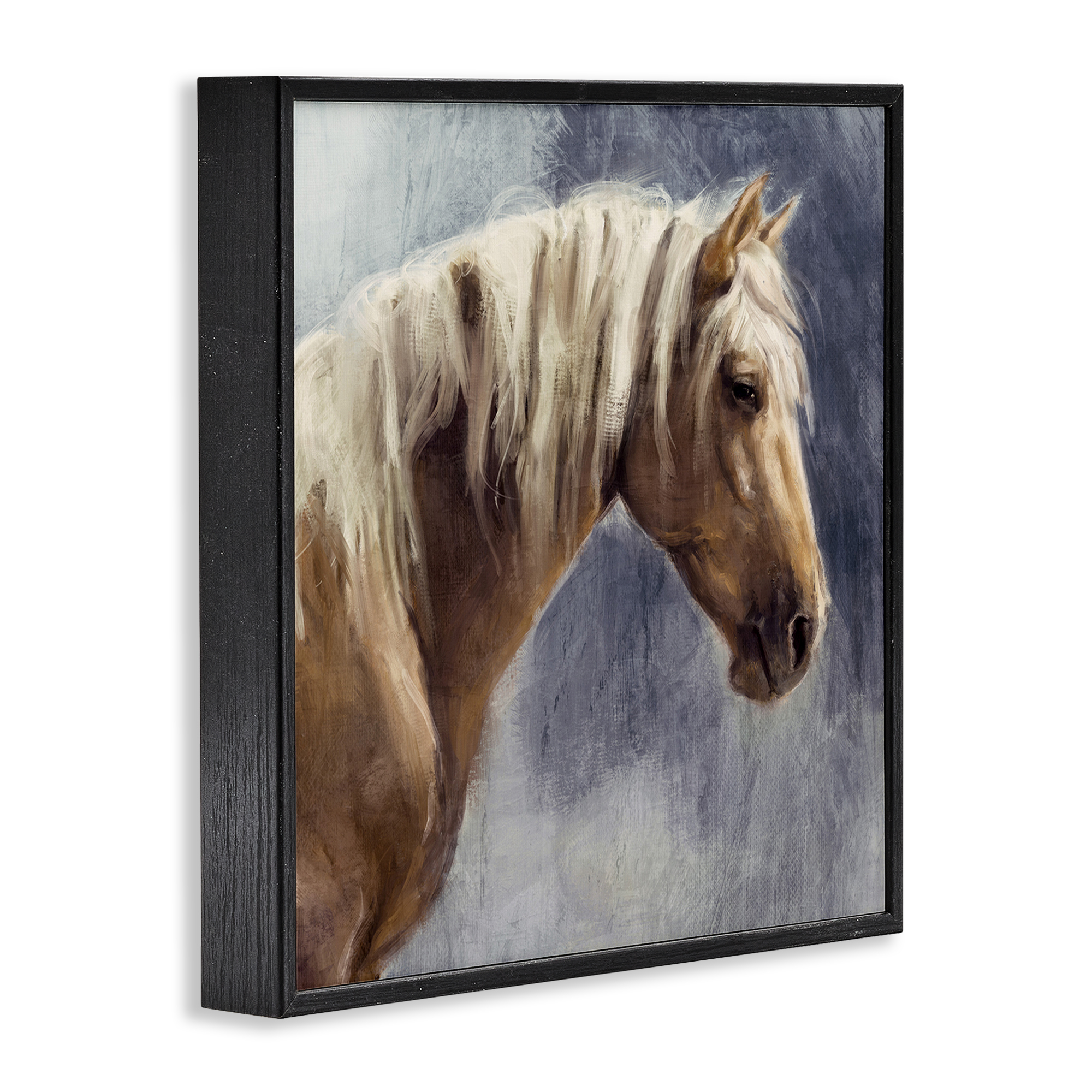 Stupell Industries Golden Boy Horse Animals & Insects Painting Black Framed Art Print Wall Art, 17 x 17