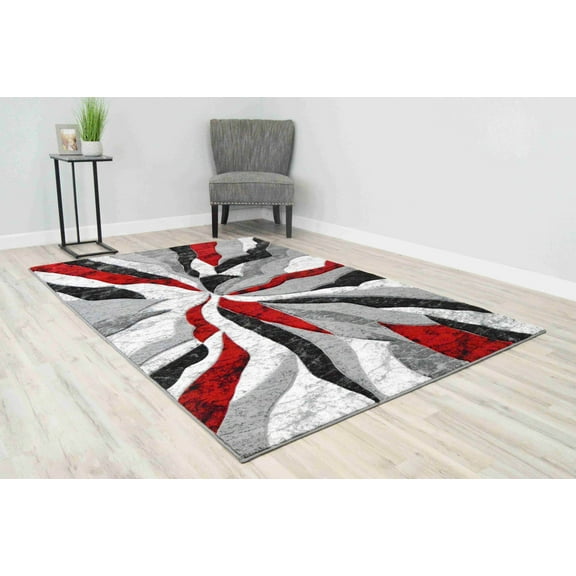 Premium Rug Design 2303 - 5'2"x7'5", Red