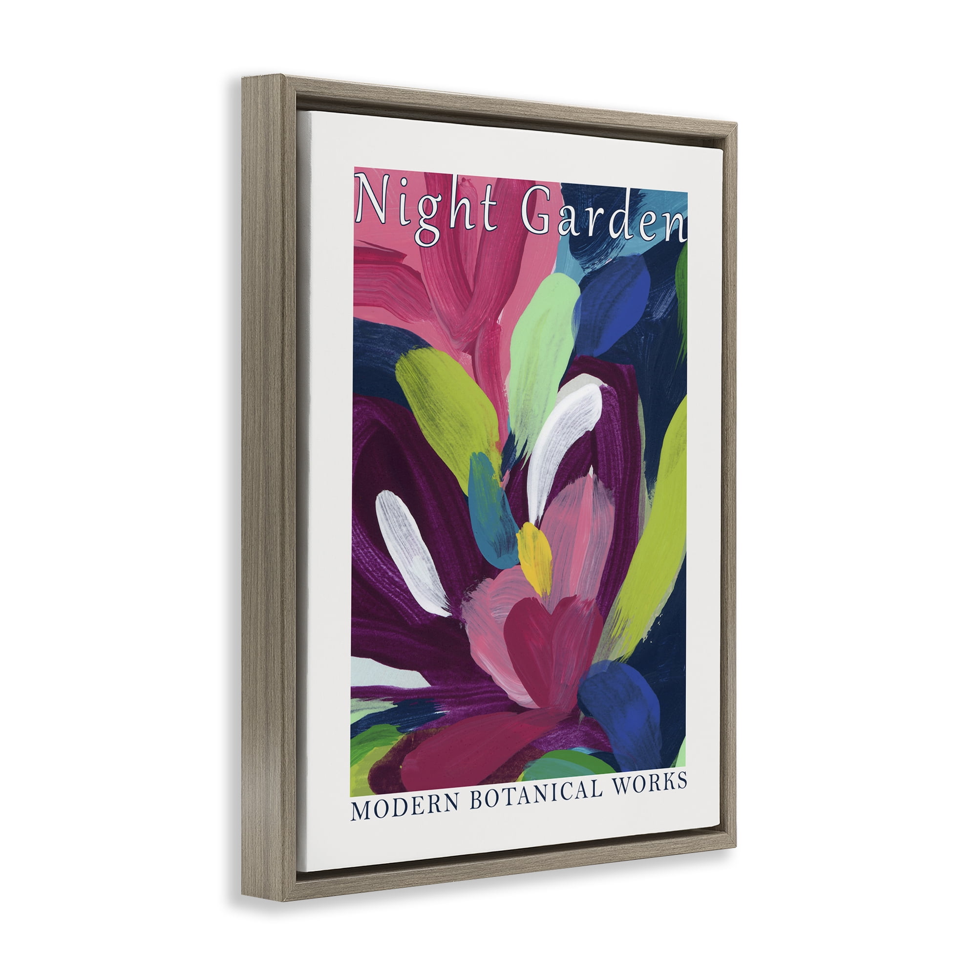Stupell Industries Night Garden Museum Abstract Painting Brown Floater Framed Canvas Art Print Wall Art, 17 x 21