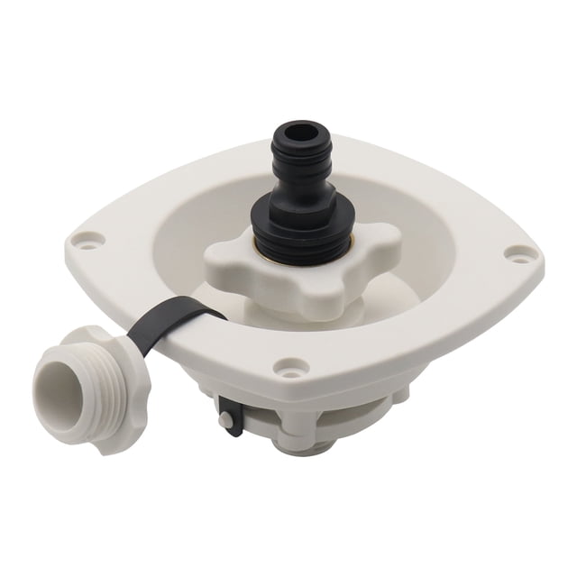 yeacher White PP RV Water Inlet with Quick Connector, Built-in Check Valve, 117mm Size, 20.2mm Pipe Diameter, Easy Installation