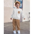thumbnail image 4 of Arshiner Boy 2Pcs Fall Winter Clothes Color Block Crewneck Sweatshirt and Pants Sweatsuit, 4 of 6