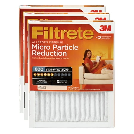 Filtrete 12x24x1, Allergen Defense Micro Particle Reduction HVAC Furnace Air Filter, 800 MPR, Pack of 3