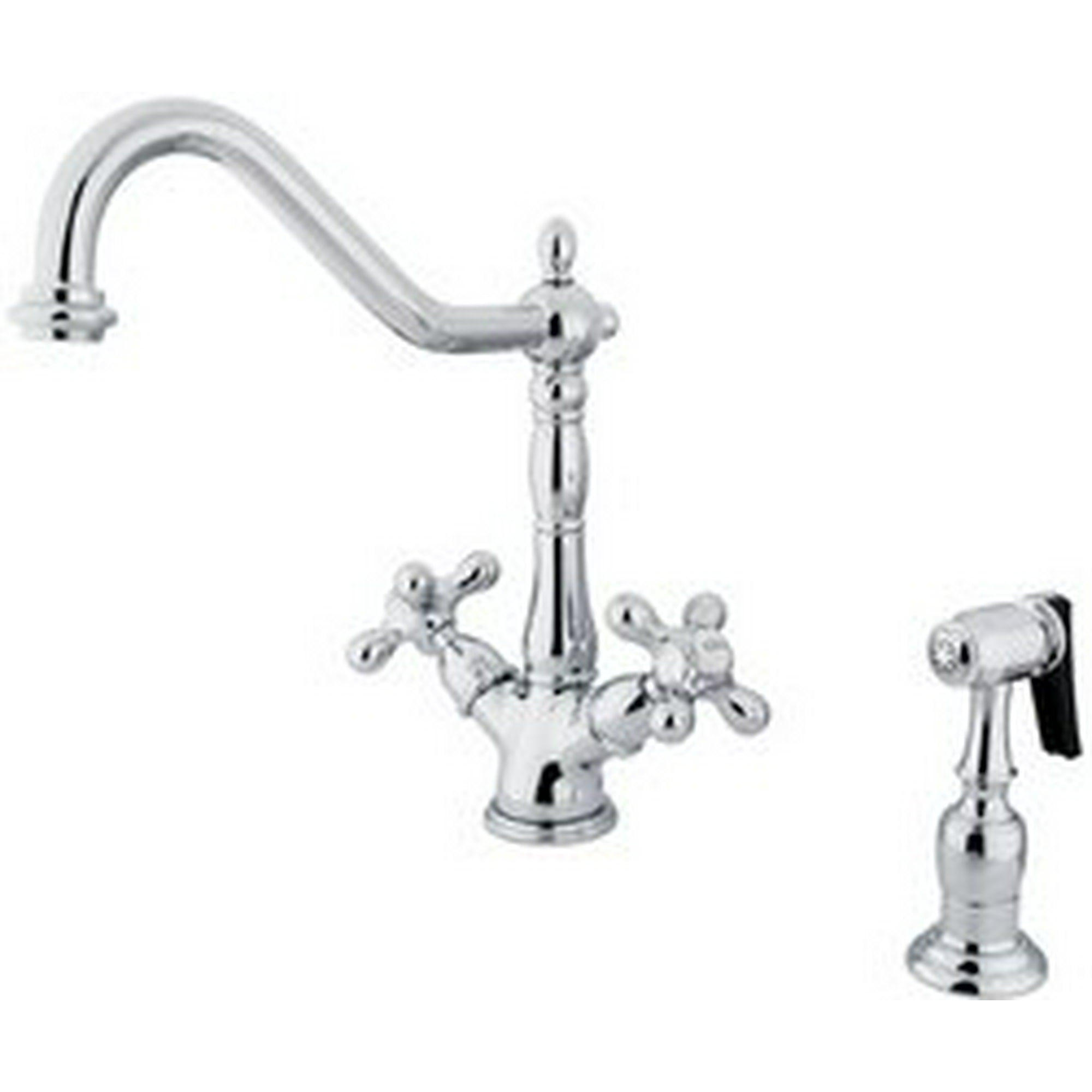 Kingston Brass Heritage Double Handle Kitchen Faucet With Side Sprayer