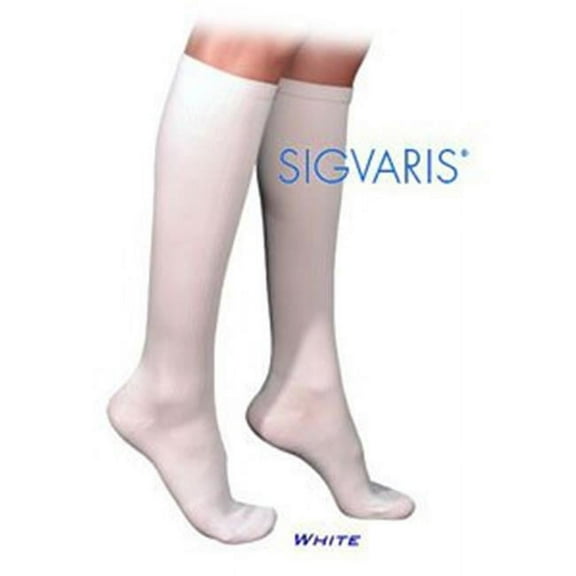 Sigvaris Essential 233 Cotton Men's 30-40 Closed Toe Knee High Compression Stockings White SL Long