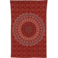 thumbnail image 4 of Bless International Indian hippie Bohemian Psychedelic Golden Blue Peacock Mandala Wall hanging Bedding Tapestry(Golden Red, Medium(54x60Inches)(137x152cms)), 4 of 4