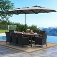 thumbnail image 2 of Costway 11 PCS Patio Wicker Dining Set with Double-Sided Outdoor Umbrella 8 Stackable Chairs, 2 of 9
