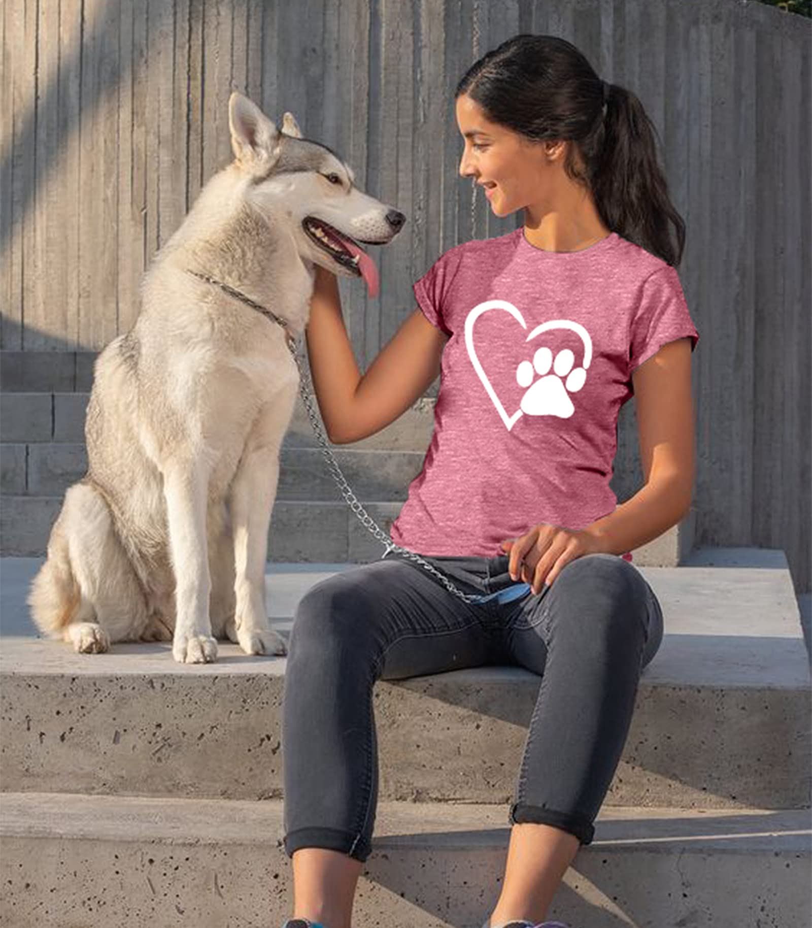 KimSoong Women's Paw Love Graphic T-Shirt photo 3