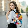 thumbnail image 6 of FORMRS Mini Backpack Purse for Women Travel Daypack Casual Shoulder Bag, Colorful Triangles, 6 of 7