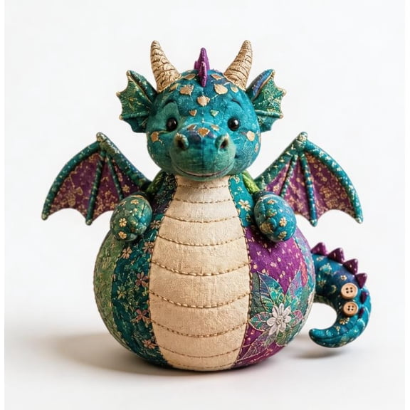 DIY Patchwork Fabric Character Doll Kit - Adorable Patchwork Friends Making Set for Kids & Adults Cozy Crafting Experience (Dragon)