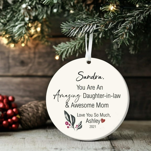 Personalized Daughter-in-Law Ceramic Christmas Ornament – Custom Holiday Family Keepsake – Gift Idea
